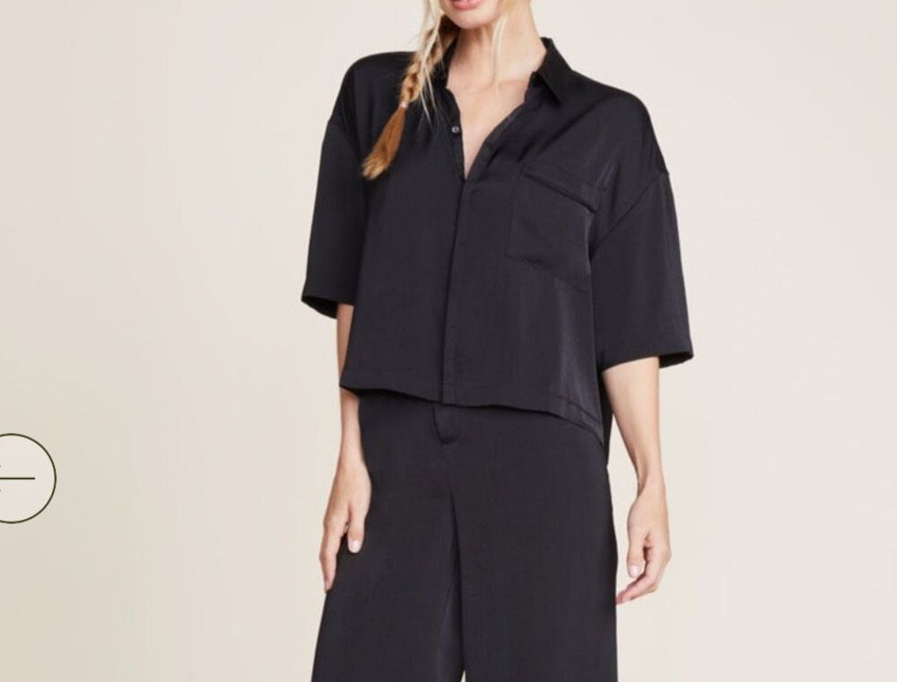 Barefoot Dreams $118 Washed Satin Cropped Dream Shirt 1X NEW - Picture 2 of 4